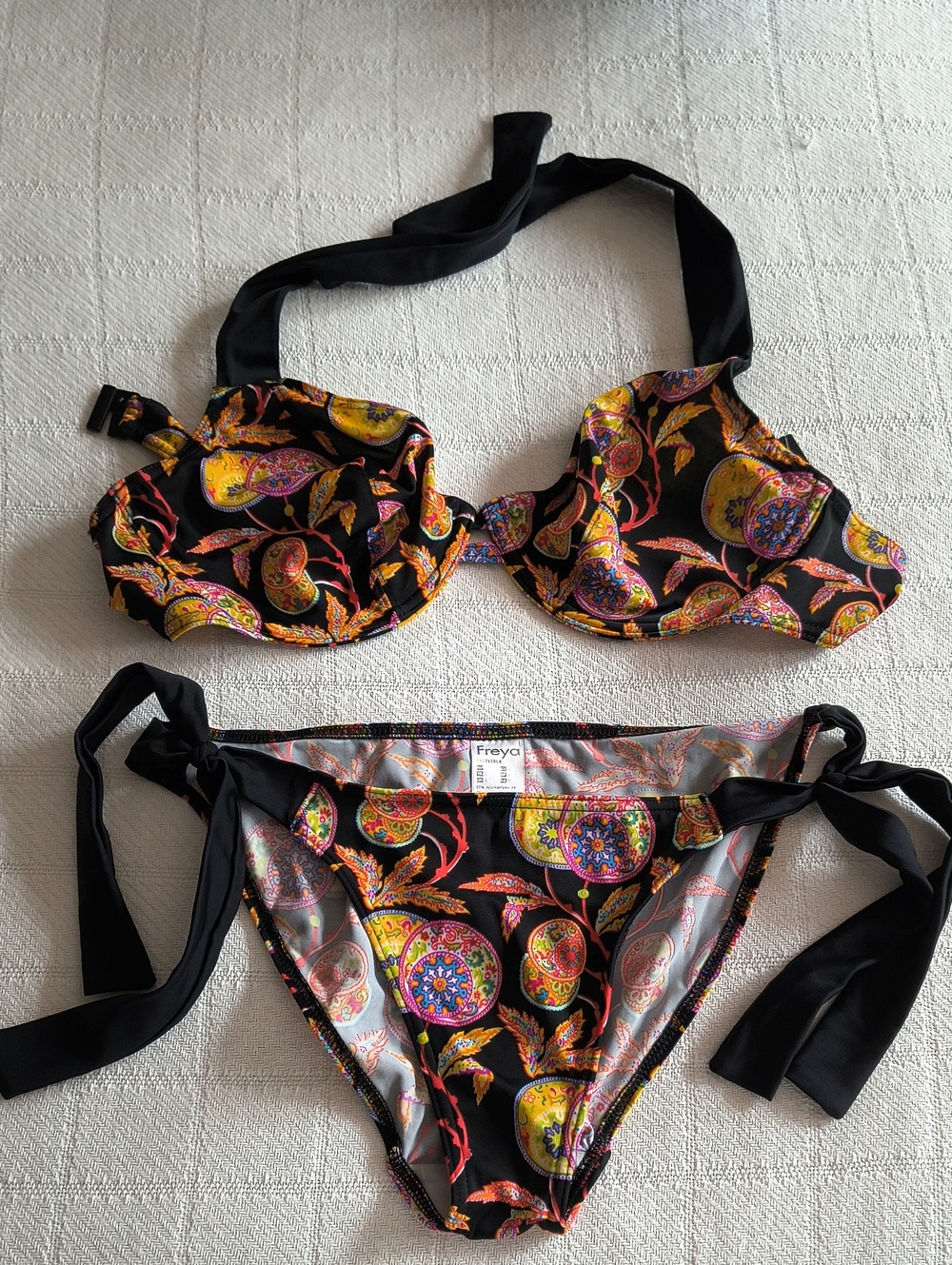 Freya Black Paisley Medallion Tie-Side Bikini